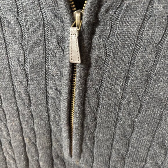 Pronto-Uomo Men’s Cable-knit Quarter Zip Sweater, 100% Cotton, Grey, Sz XL - Picture 3 of 5